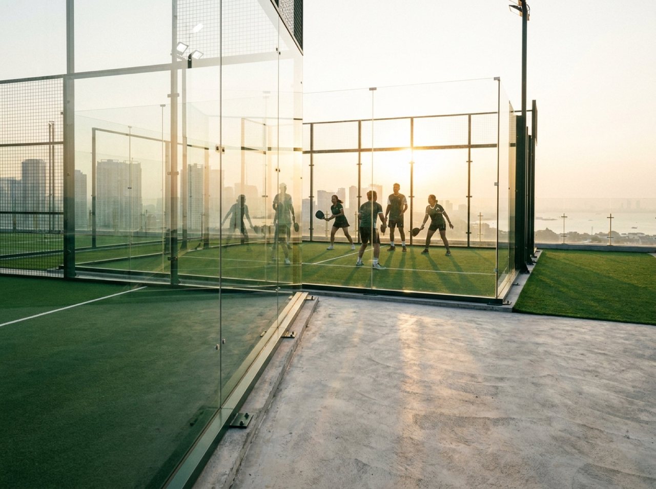 Court outdoor Kael Padel saat sore hari